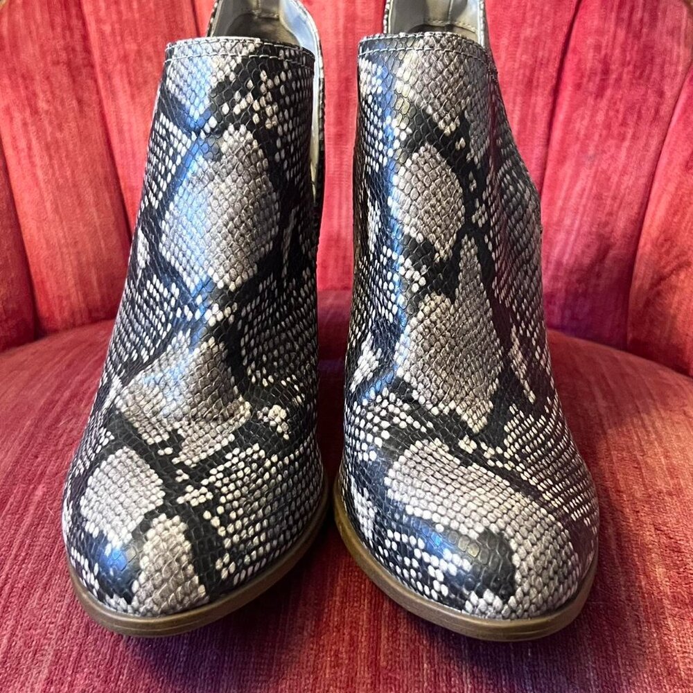 Fergalicious by Fergie "Charley" Snake Printed Ankle Boots - Women's Size 11 m